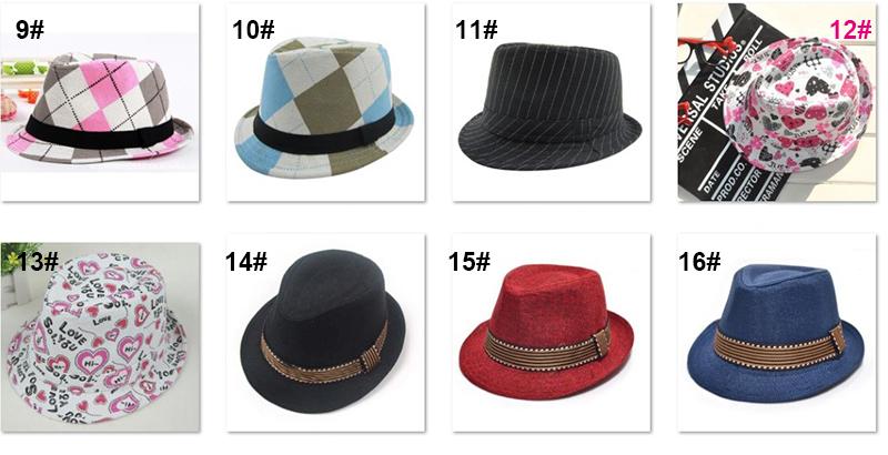 Kids Jazz Caps Fedora Trilby Hat 21 designs Fashion Unisex Casual Hats Baby Boy Girls Children's Caps Kids Accessories Hats